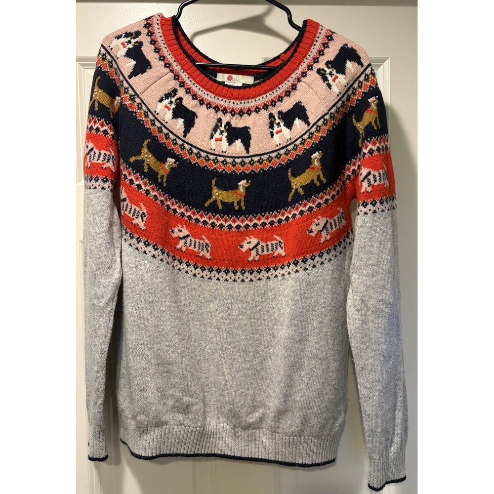 Boden Women's Dog Knit Sweater Wool Alpaca Fair Isle Pullover Size M